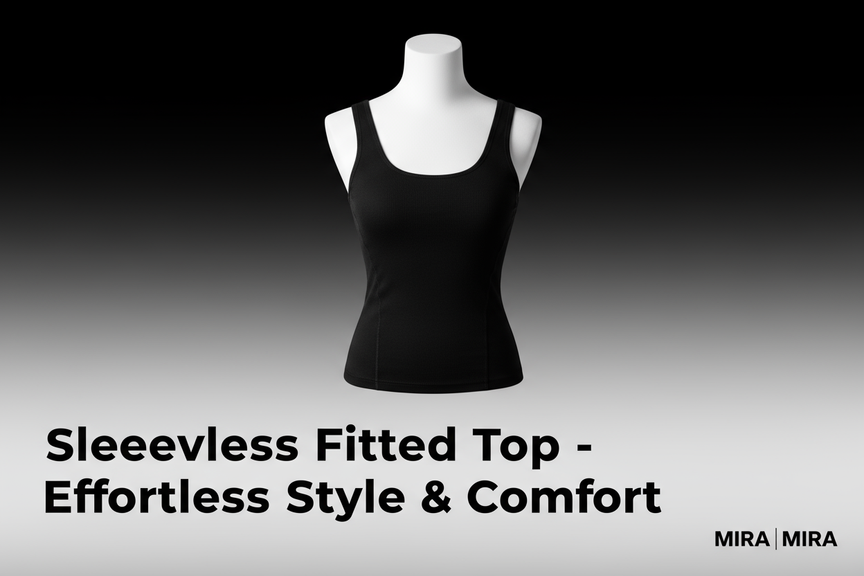 Black Sleeveless Fitted Top with Headline