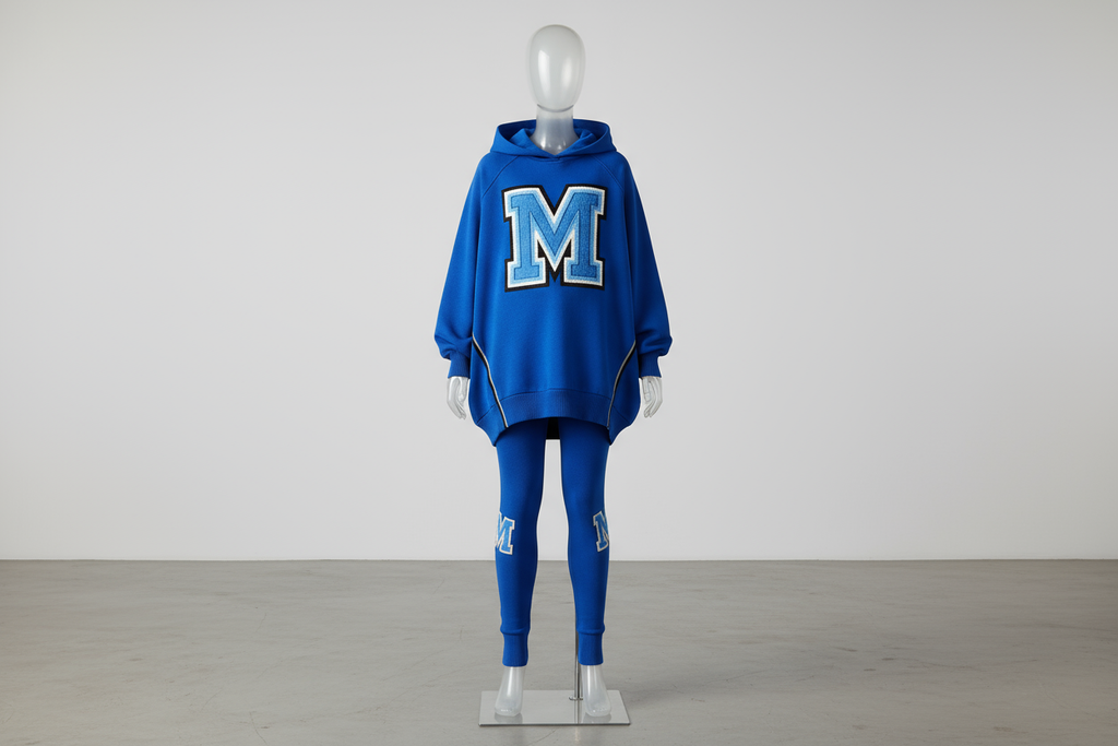 Blue sweater and tights set with M logo