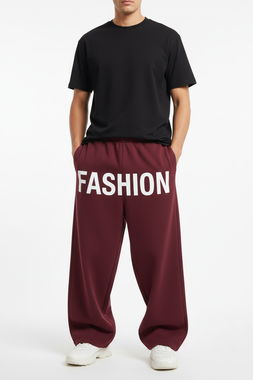 Burgundy FASHION sweatpants