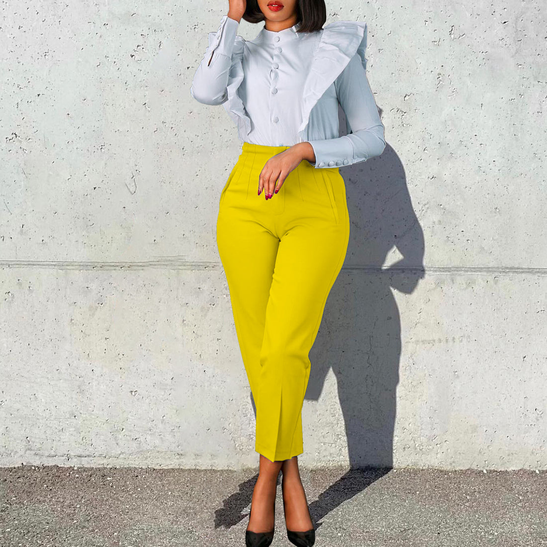 MIRA MIRA Plus Size African High Waist Suit Pants