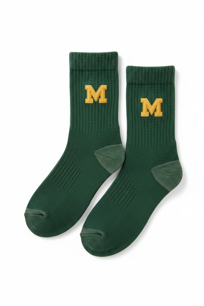 Green Socks with M Logo