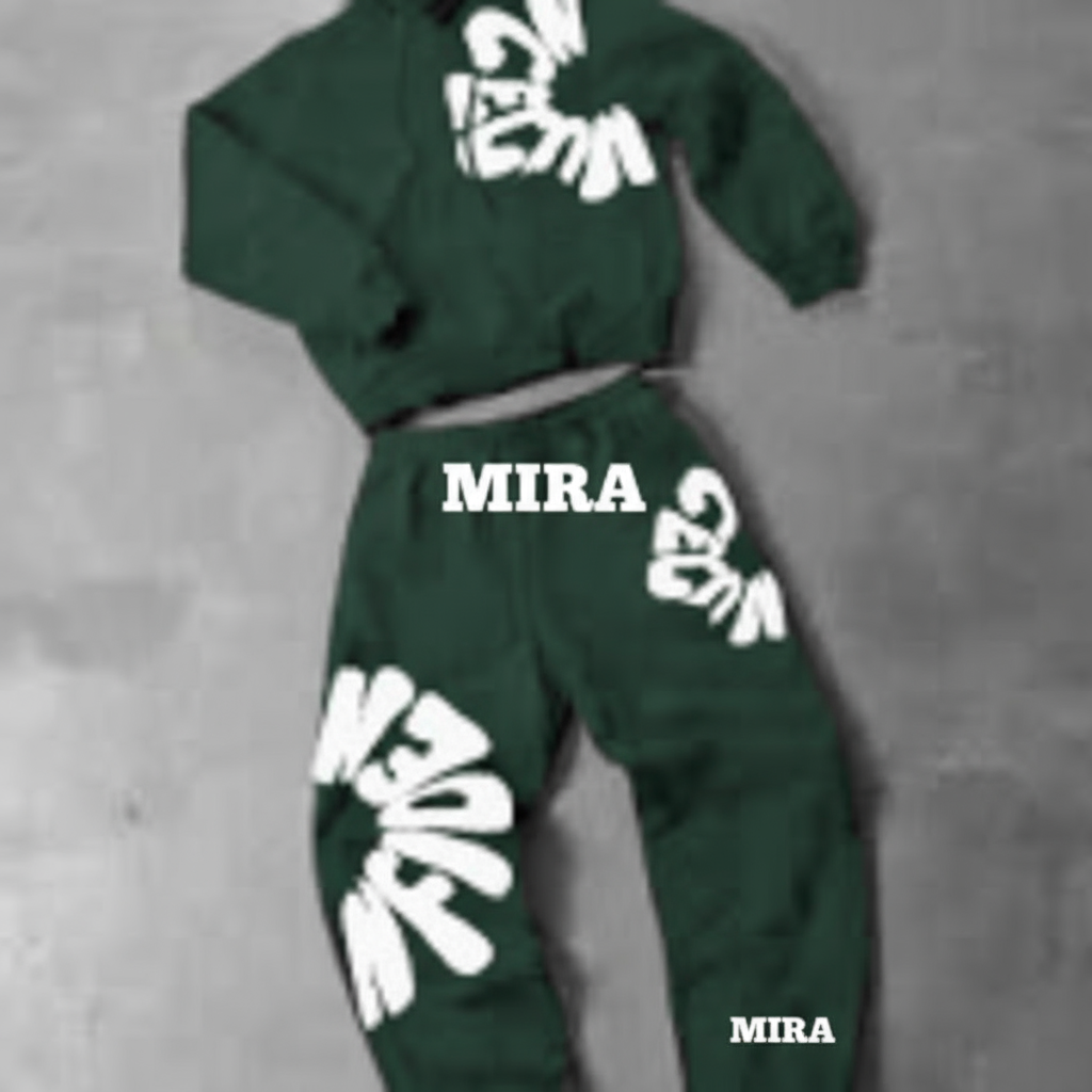 Green sweatsuit with MIRA