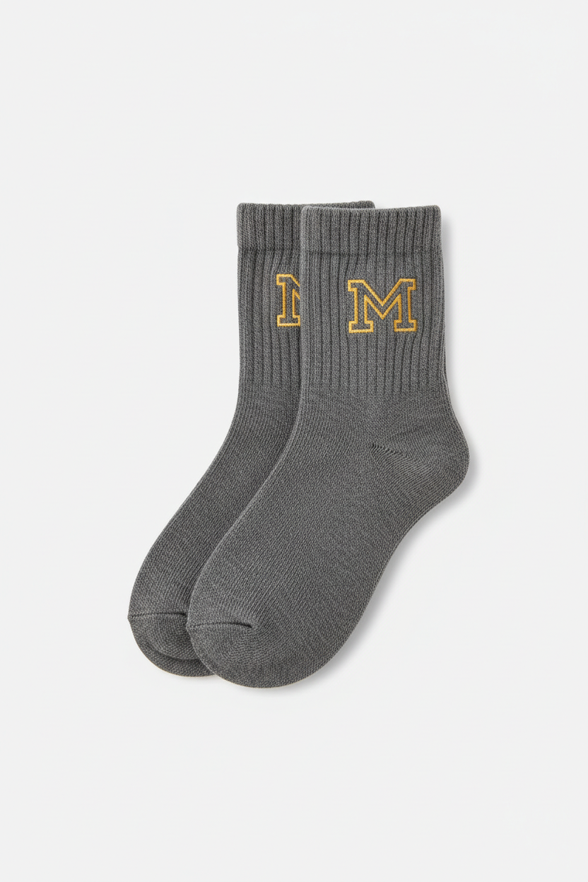 Grey Socks with M Logo