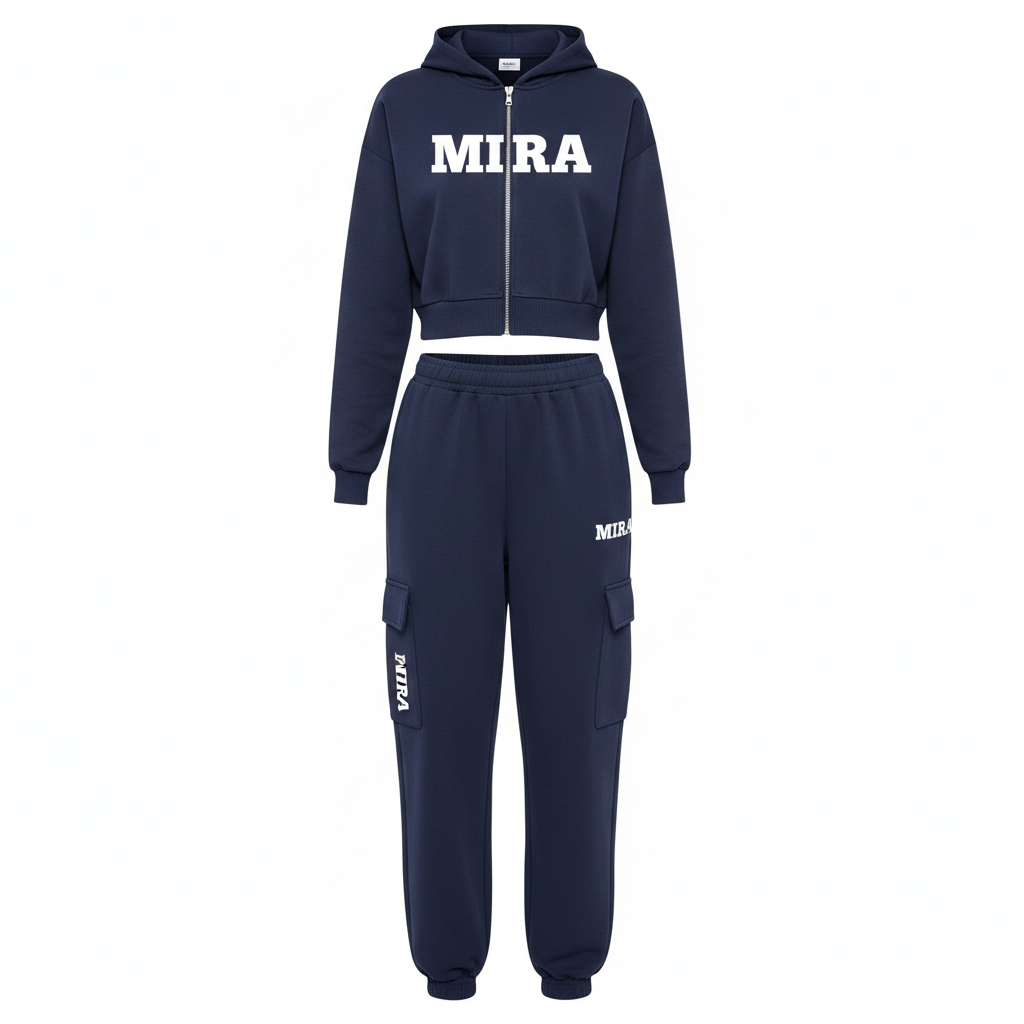 "MIRA MIRA" Logo Matching Set - Cropped Hoodie & Cargo Pants "(MIRACLE'S FASHION)" M.M.S