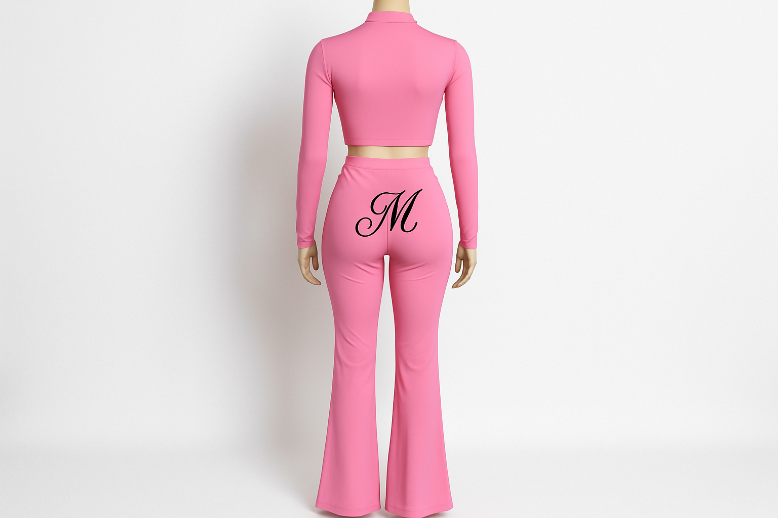 "MIRA MIRA"PINK TWO-PIECE OUFFIT WITH CURSIVE M DEGSIGNS "(MIRACLE'S FASHION)"