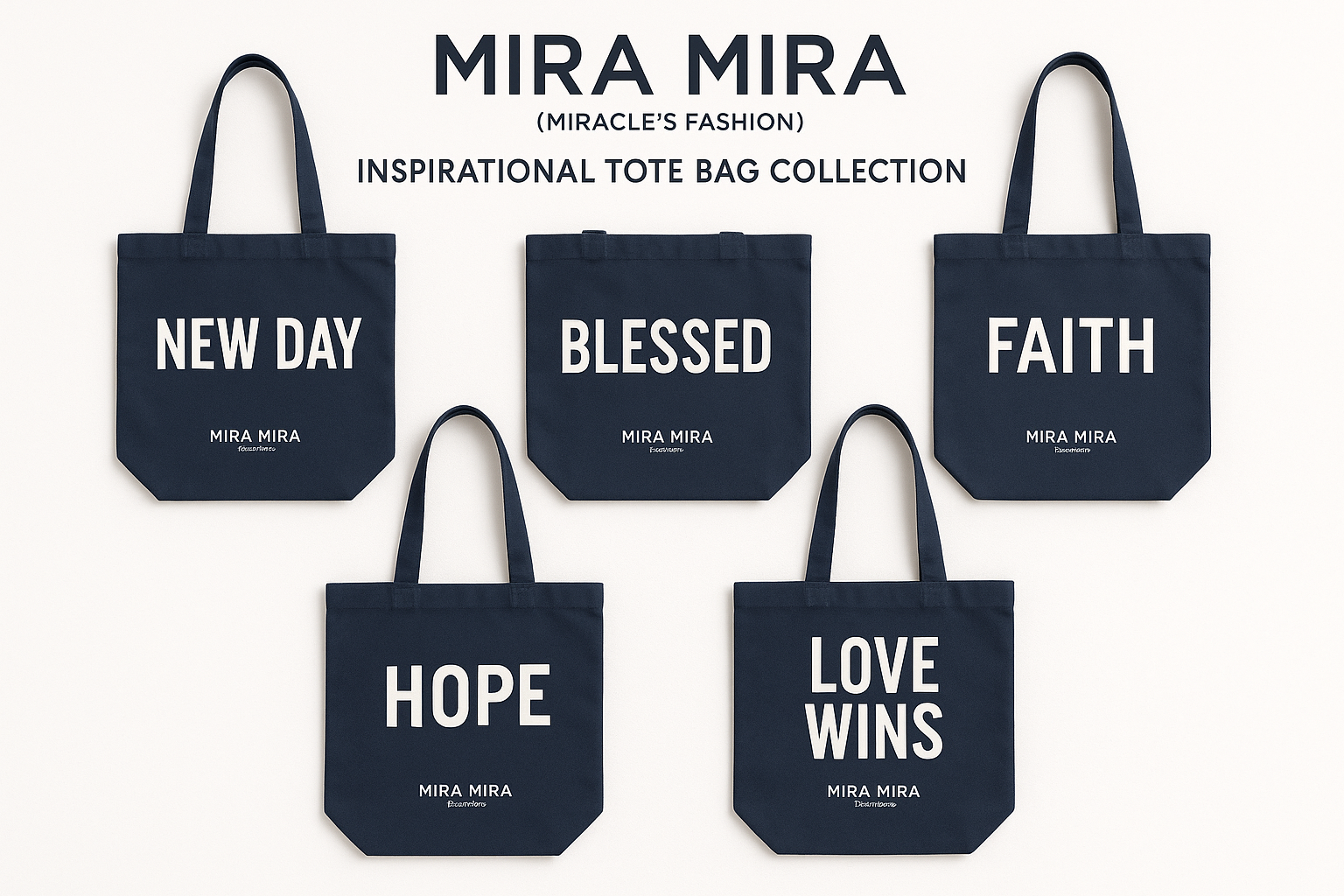 "MIRA MIRA" Inspirational Bible Verse Tote Bags "(MIRACLE"S FASHION)"