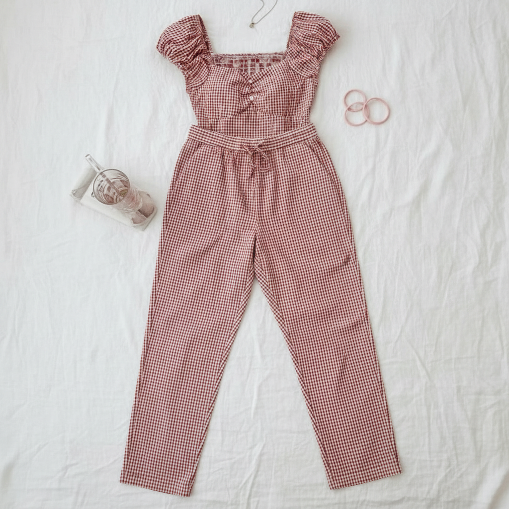 "MIRA MIRA" Red Gingham Check Pants "(MIRACLE'S FASHION)"