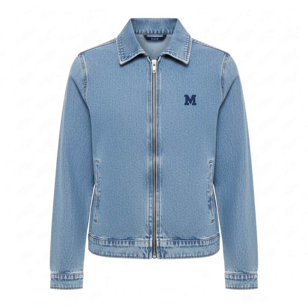 Light wash denim zip-up jacket