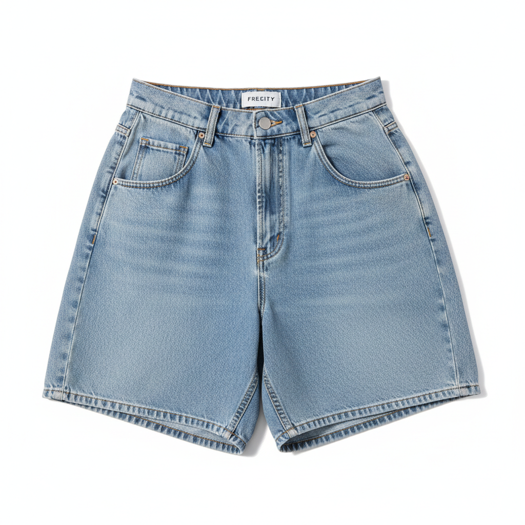 Light wash jorts front