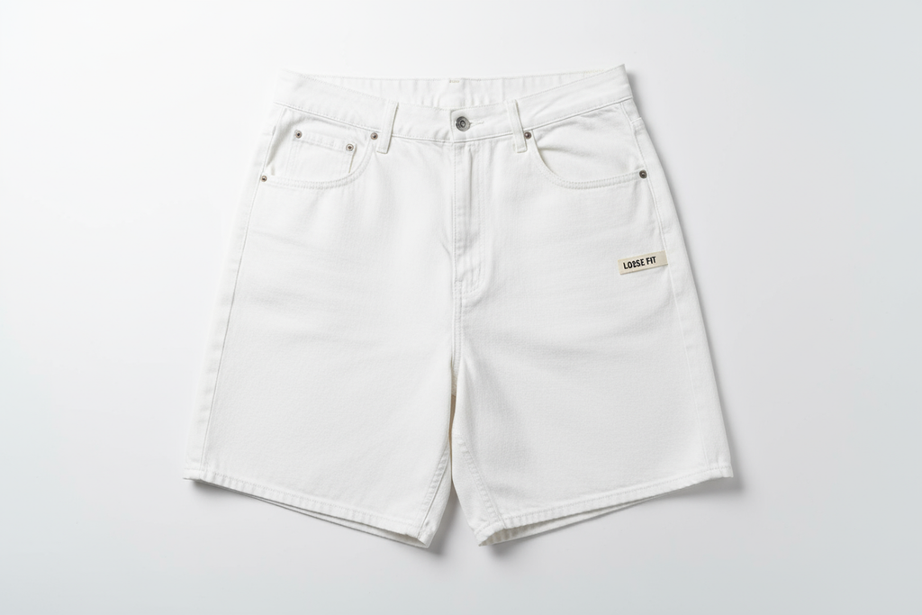 Men's Baggy White Denim Jorts