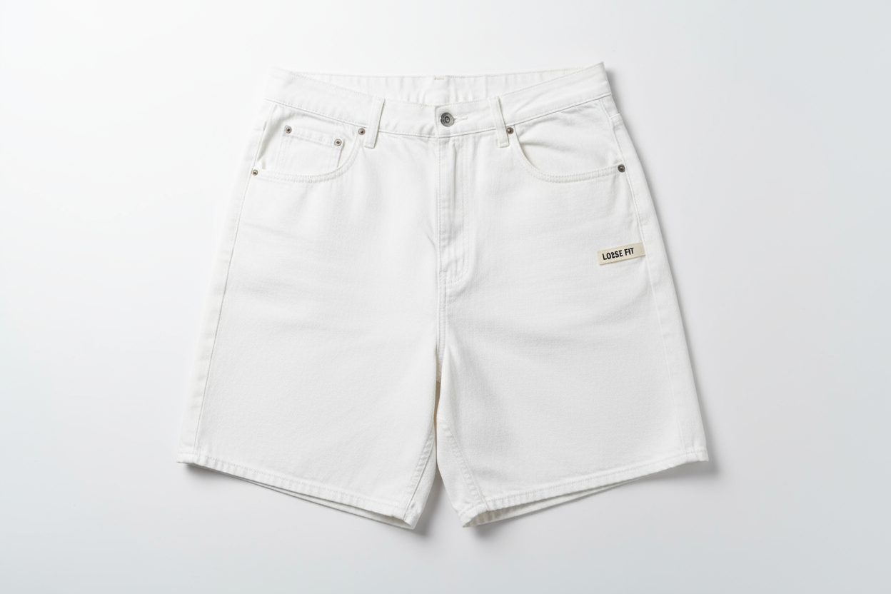 Men's Baggy White Denim Jorts