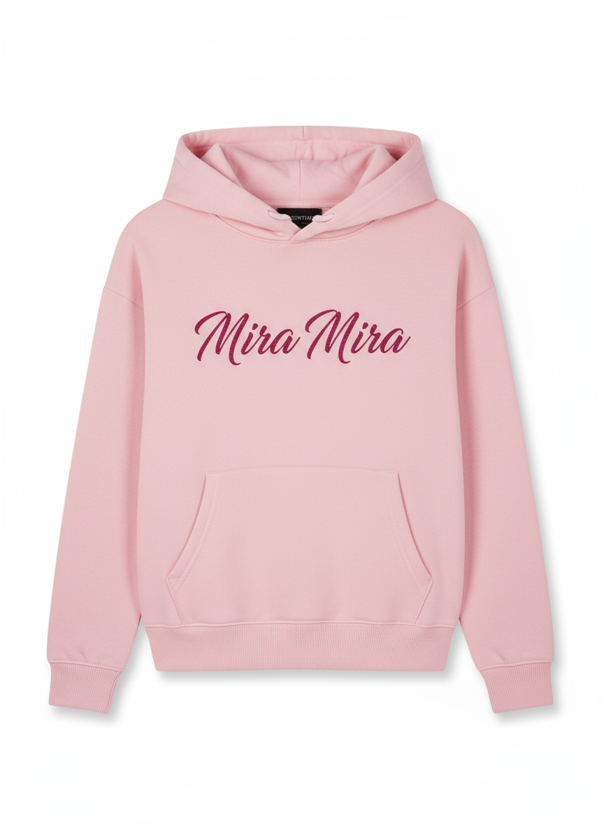 MIRA MIRA Pink Hoodie Cursive