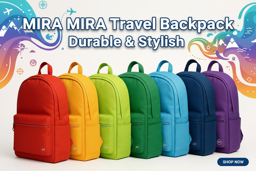 MIRA MIRA Travel Backpack promotional banner with product image