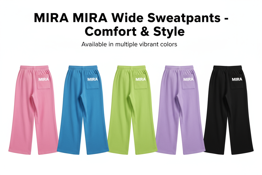 MIRA MIRA Wide Sweatpants with Text on Back - All Colors