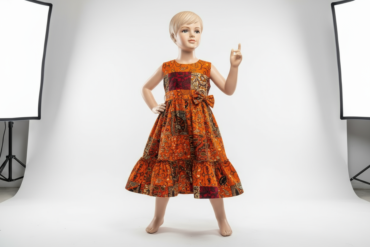 Orange kids African dress