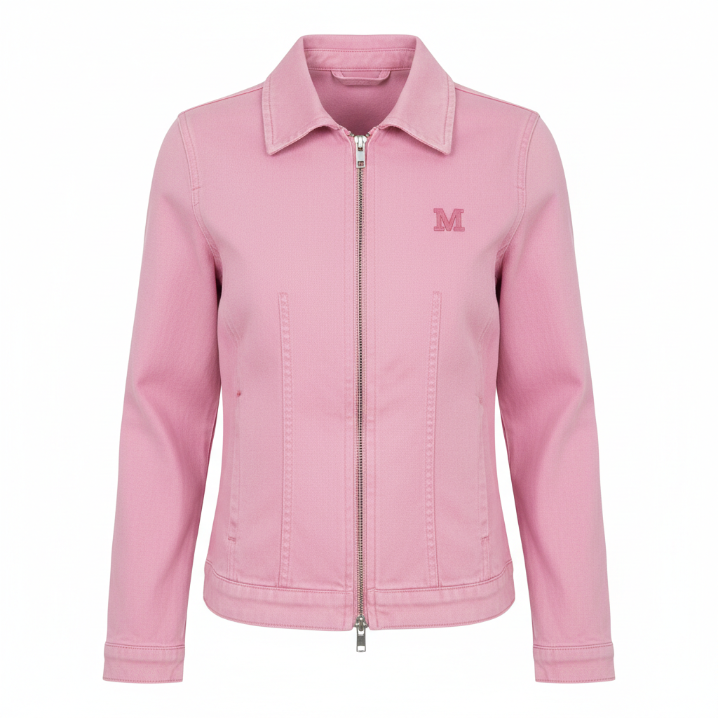 Pink denim zip-up jacket