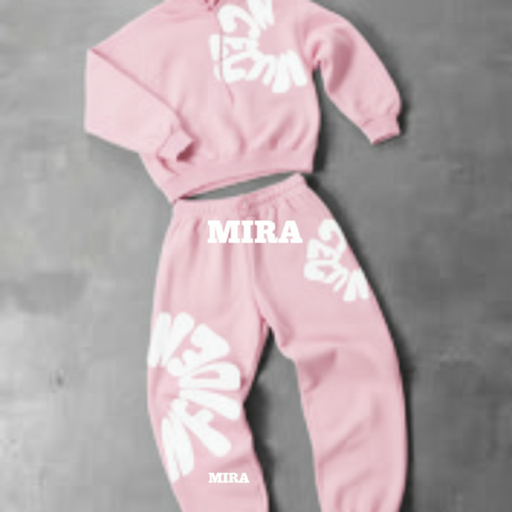Pink sweatsuit with MIRA