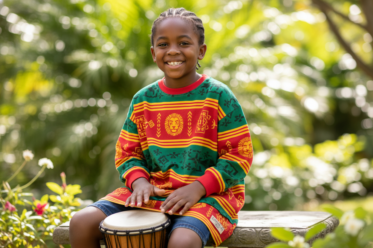 Rasta Long Top for Boys - Red Gold Green Heritage Style