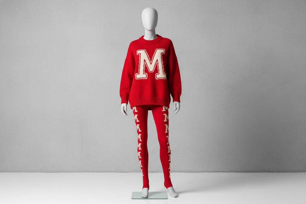 Red sweater and tights set with M logo