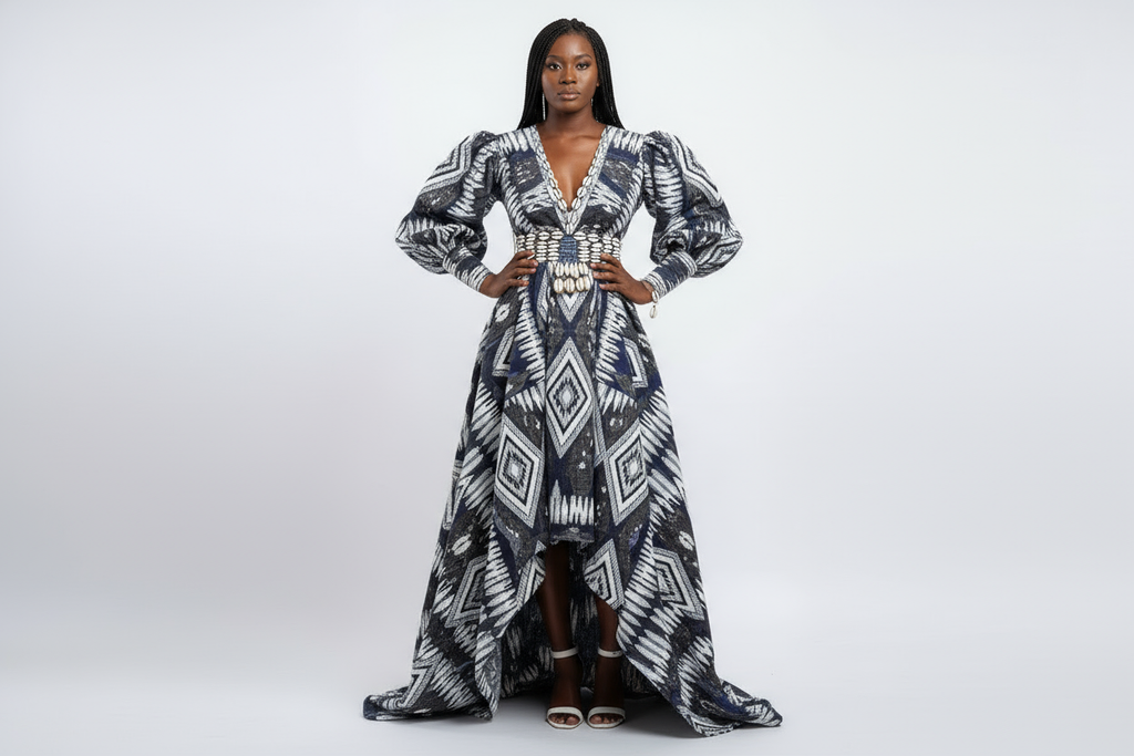 White African dress with geometric prints