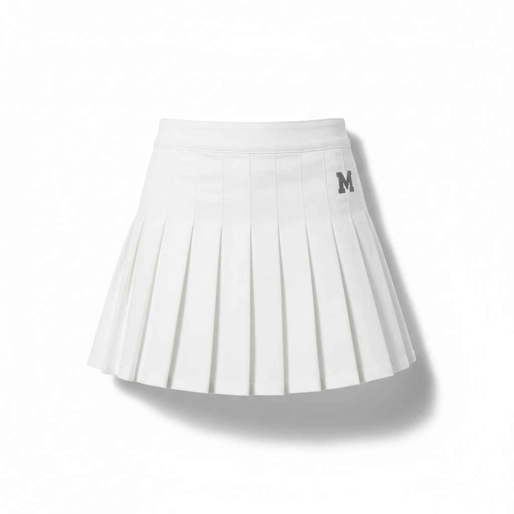 White denim pleated skirt