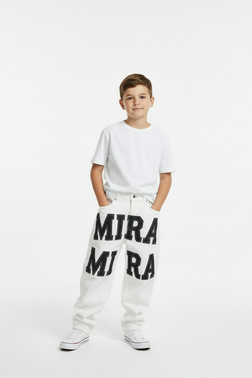 White MIRA MIRA Boys Baggy Jeans