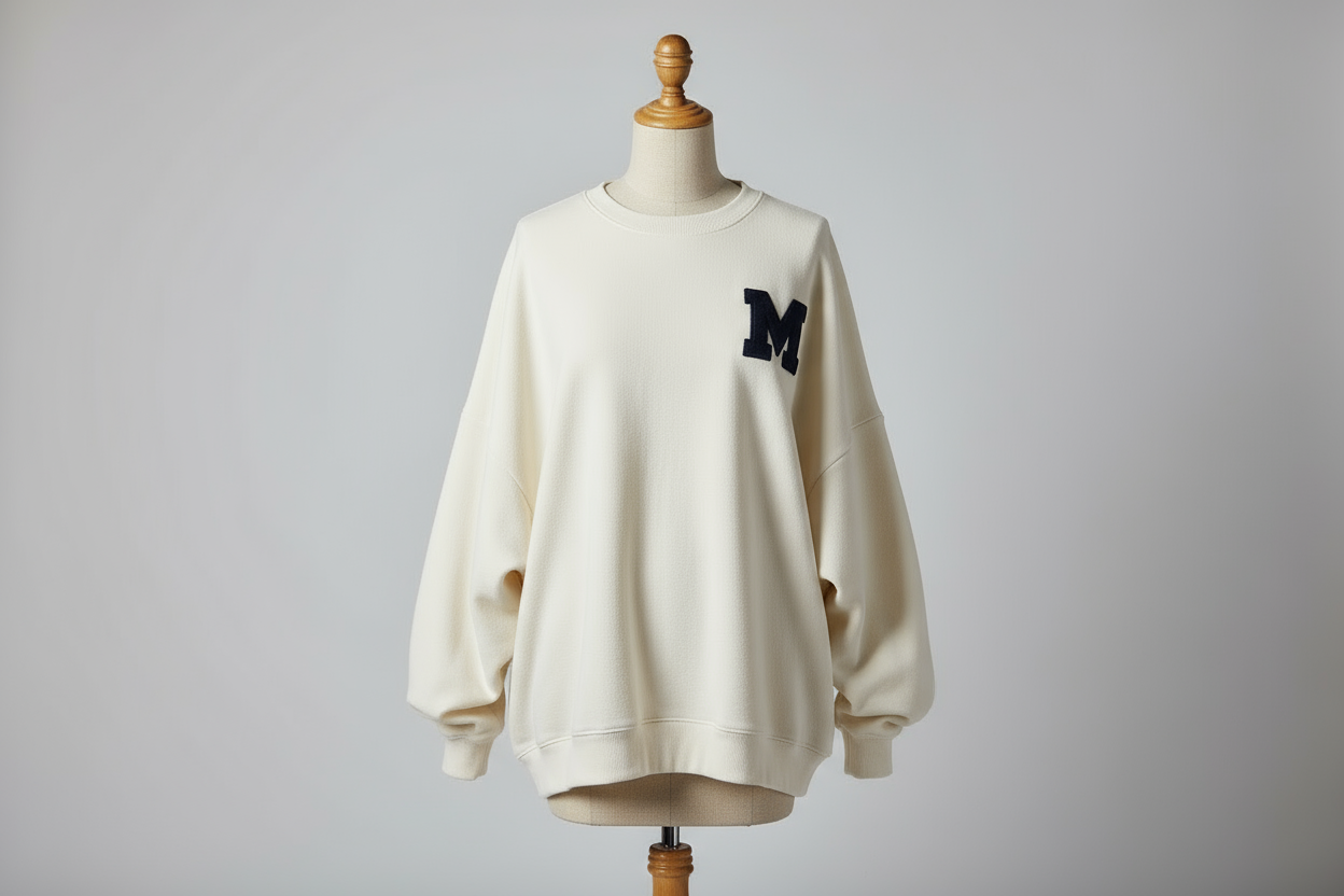 White soft oversized sweatshirt with M logo