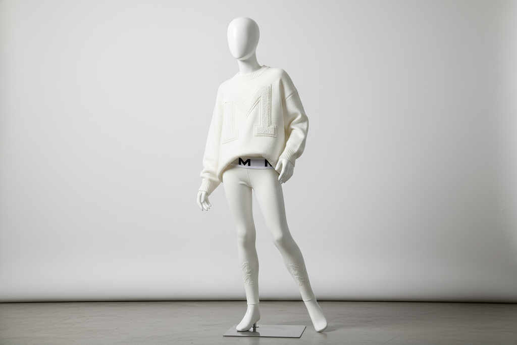 White sweater and tights set with M logo